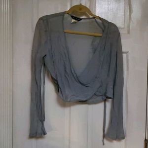 Blue Wrap Top Size M